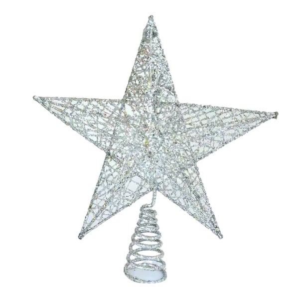 Christmas Tree Star Topper Xmas Tree Glitter Ornaments Party Decoration -Silver Carousel 1