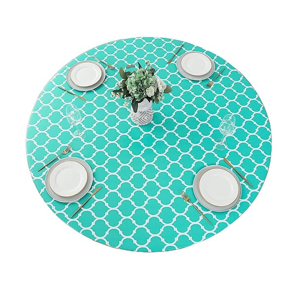 Round Tablecloth Waterproof Oilproof Elastic Dining Protector-Green Carousel 1