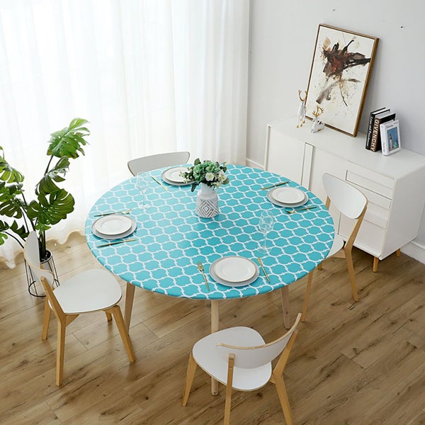 Round Tablecloth Waterproof Oilproof Elastic Dining Protector-Green Carousel 2