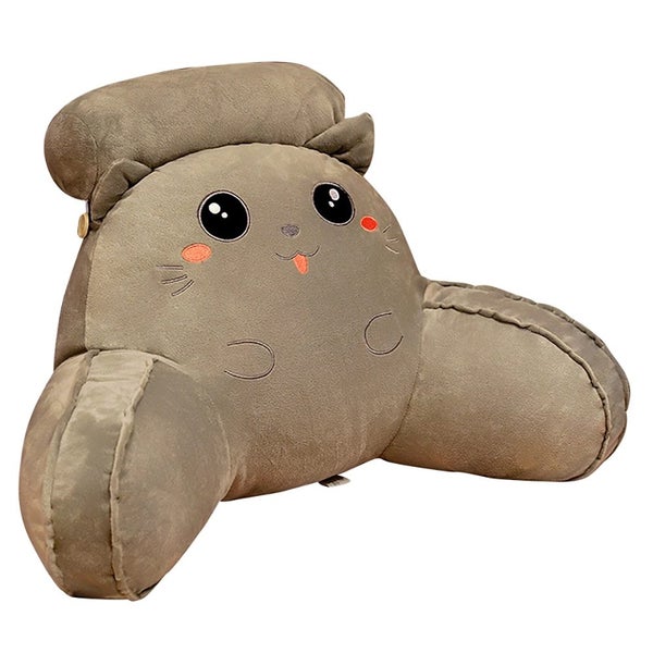 Backrest Reading Rest Pillow Neck Lumbar Support Chair Cushion with Arms-Grey Carousel 1