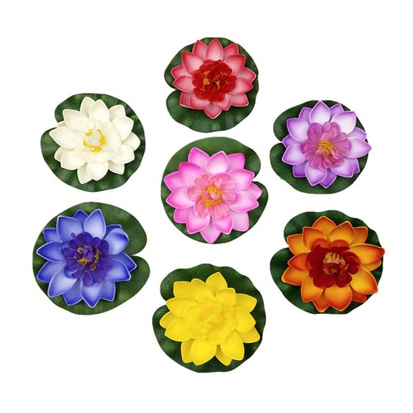 6pcs Artificial Floating Lotu Colorful Fake Water Lily for Garden Pond Fish Tank Carousel 1