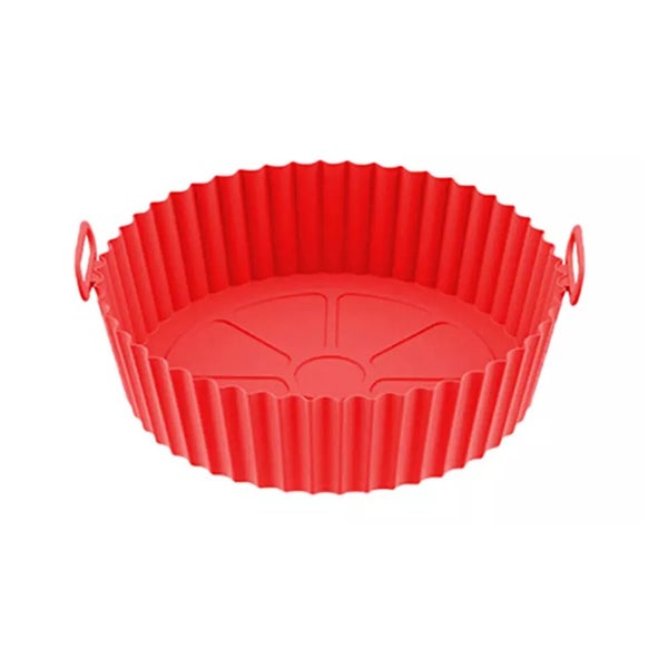 2PCS Reusable Non-Stick Air Fryer Silicone Pot Easy Clean Round Liner-Red Carousel 1