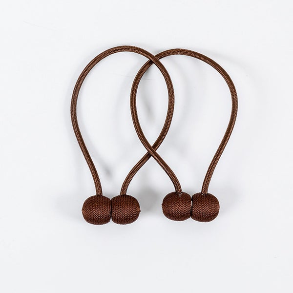 4PCS Magnetic Curtain Tieback Set Ball Holdbacks Buckle Clips Hooks -Brown Carousel 1