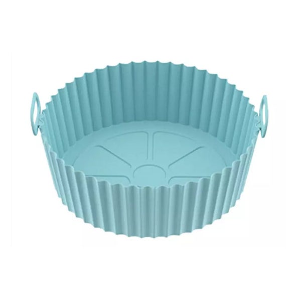 2PCS Reusable Non-Stick Air Fryer Silicone Pot Easy Clean Round Liner-Blue Carousel 1
