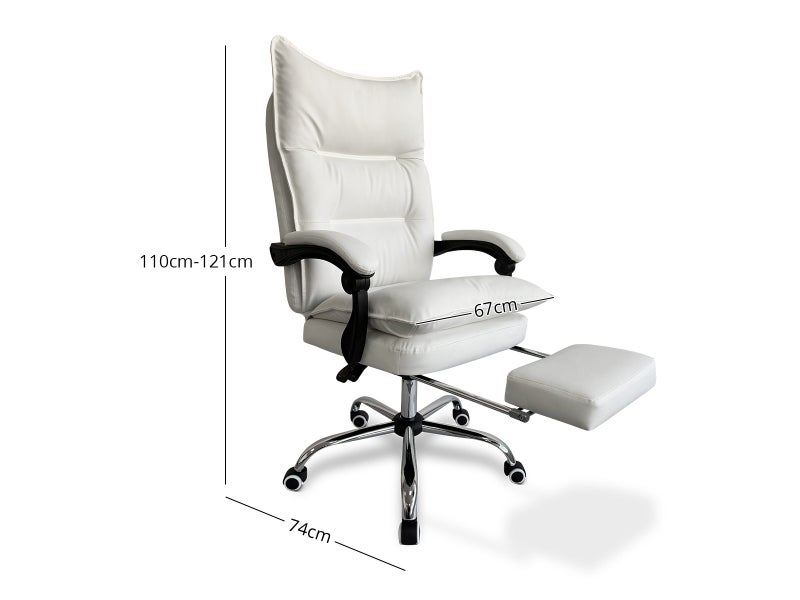 Office Chair with Footrest PU White Carousel 2