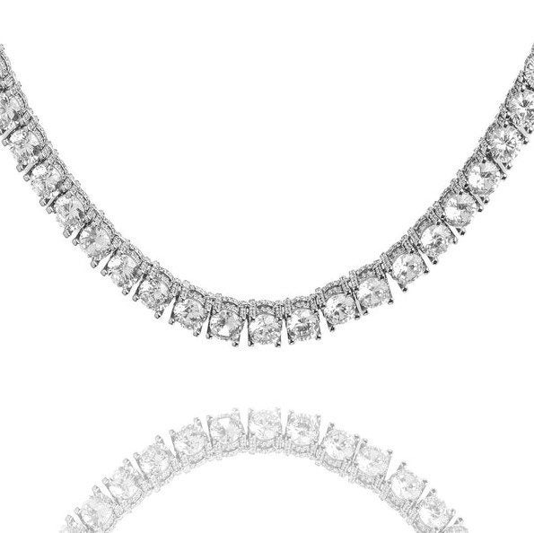 Men's 4MM Premium Iced Out Tennis Chain in Polished Silver Carousel 1