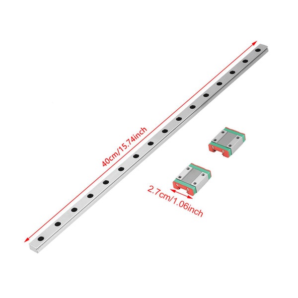 400mm MGN12 Miniature Linear Rail Guide Rail 12mm Width 2pcs MGN12B Slide Carousel 3