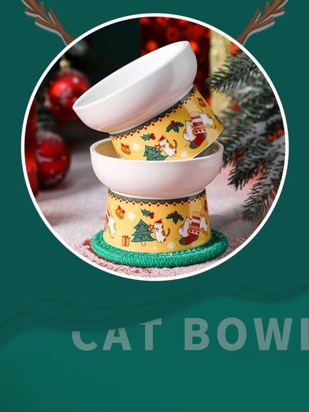 15-degree tilt Cat Ceramic Bowls Christmas Carousel 10
