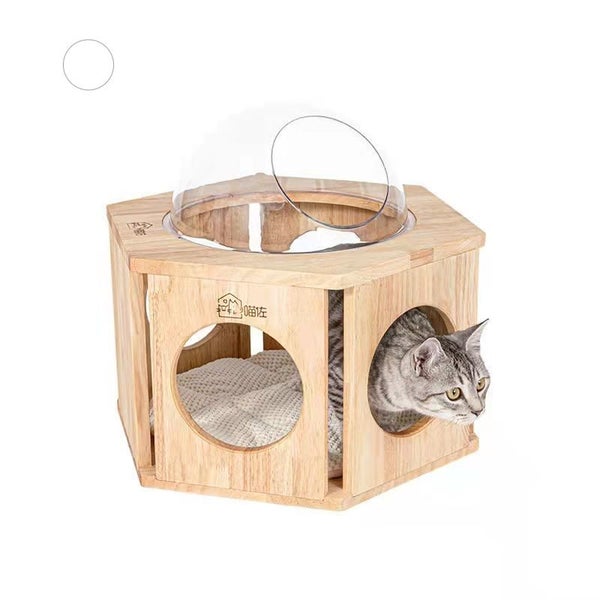 Cat Bed Oak Wood Cat House Cat Climbing Carousel 1