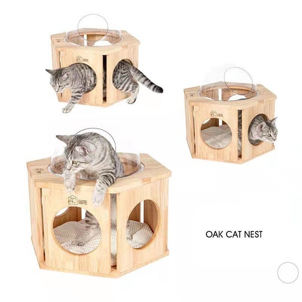 Cat Bed Oak Wood Cat House Cat Climbing Carousel 2