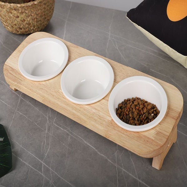 Ceramic cat bowl pet bowl to protect the spine higher | Three bowls option Carousel 1