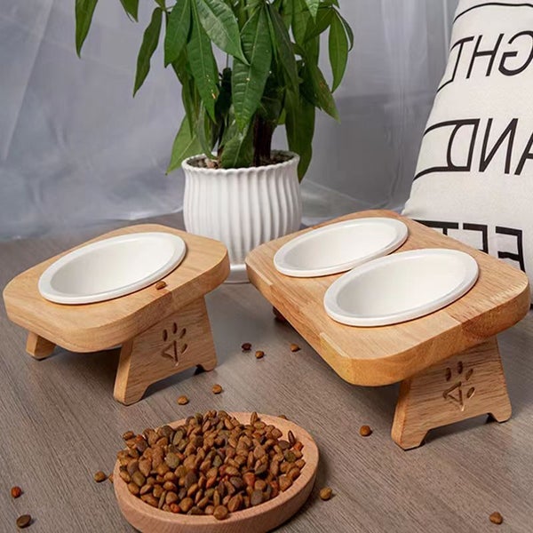Ceramic cat bowl pet bowl to protect the spine higher | Three bowls option Carousel 2