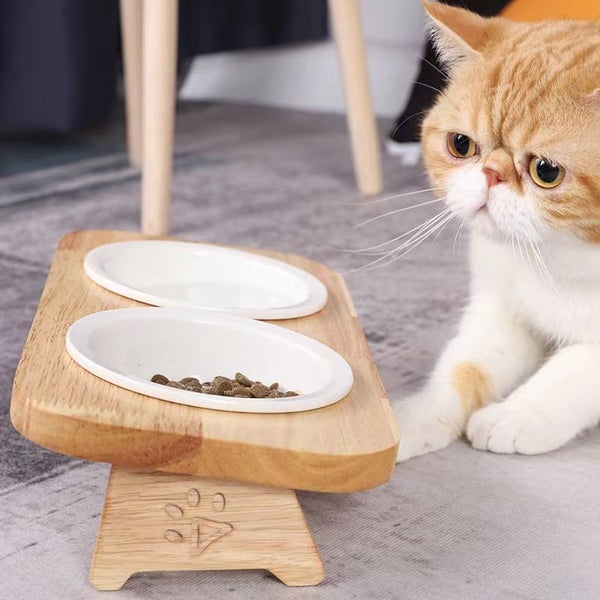 Ceramic cat bowl pet bowl to protect the spine higher | Three bowls option Carousel 7