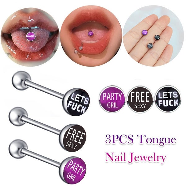3PCS Tongue Nail Piercing Barbell Carousel 1