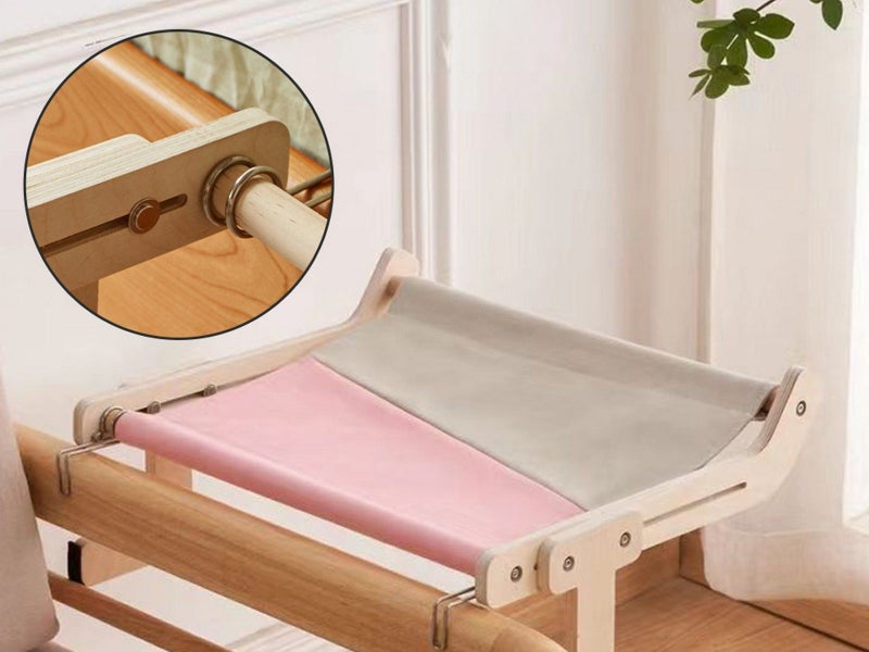 Adjustable Cat Window Perch Cat Hammock Hanging Cat Bed - Grey Pink Carousel 5