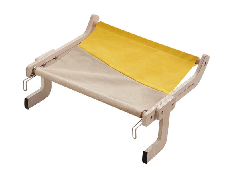 Adjustable Cat Window Perch Cat Hammock Hanging Cat Bed - Grey Yellow Carousel 2
