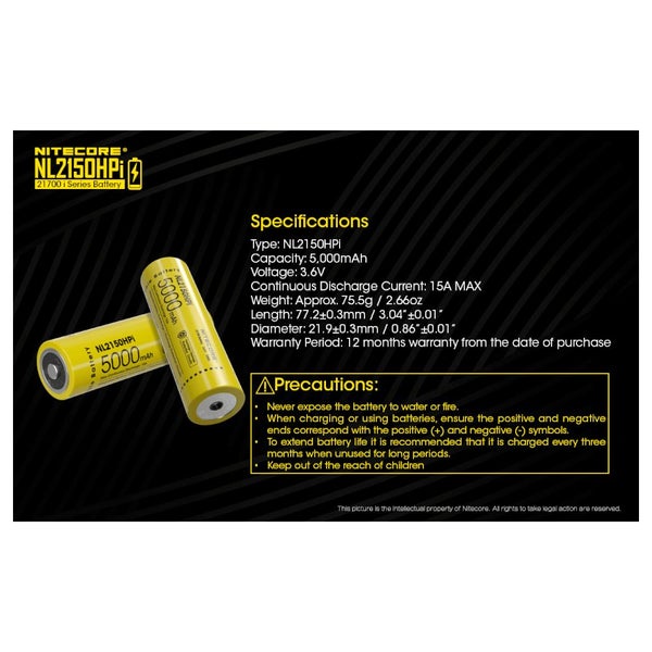 NITECORE 21700i RECHARGEABLE BATTERY 3.6V 5000MAH Carousel 2