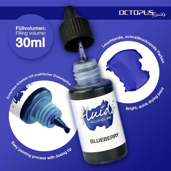 Octopus Fluids Alcohol Ink Blueberry Violet 30ml Carousel 2