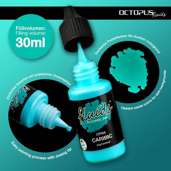 Octopus Fluids Alcohol Ink Opak Caribic Blue 30ml Carousel 2
