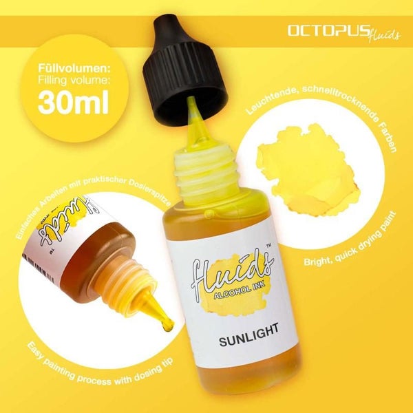 Octopus Fluids Alcohol Ink Sunlight Yellow 30ml Carousel 2