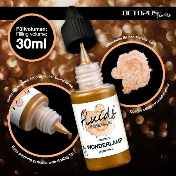 Octopus Fluids Alcohol Ink Wonderlamp Gold Metallic 30ml Carousel 2