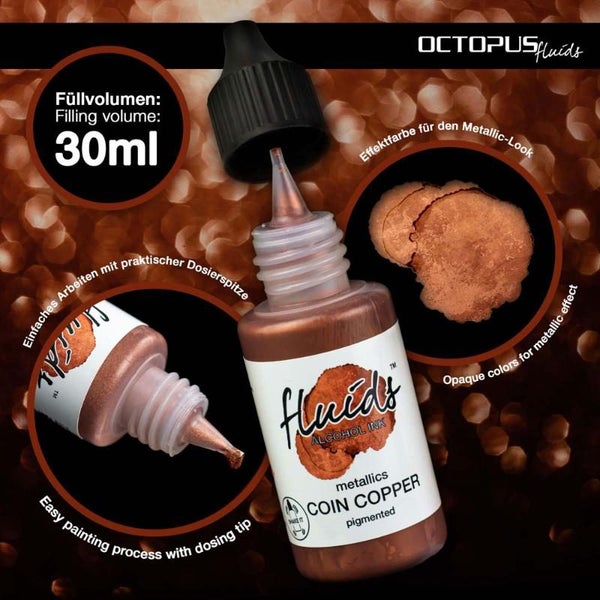 Octopus Fluids Alcohol Ink Coin Copper Metallic 30ml Carousel 2