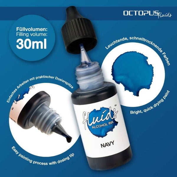 Octopus Fluids Alcohol Ink Navy Blue 30ml Carousel 2