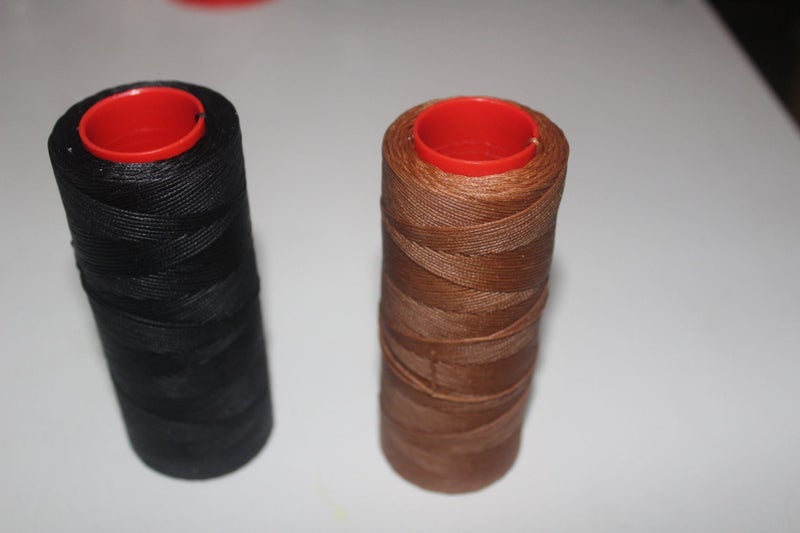 BRAIDED WAXED THREAD... BLACK / BROWN 170M Carousel 1