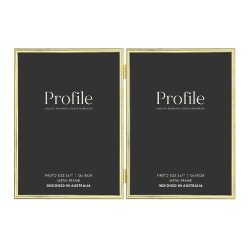Profile - Habitat Gold Hinged Double Metal Photo Frame - 5x7in (13x18cm) (2)H Carousel 1