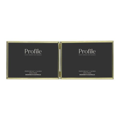 Profile - Habitat Gold Hinged Double Metal Photo Frame - 5x7in (13x18cm) (2)H Carousel 2