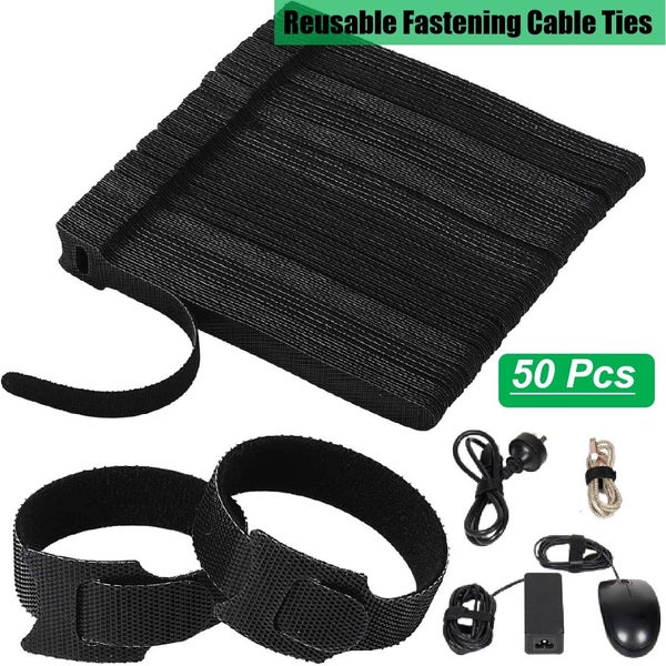 50Pcs Cable Ties Cable Tidy Strips Fastening Clips *Local Clearance* Carousel 1