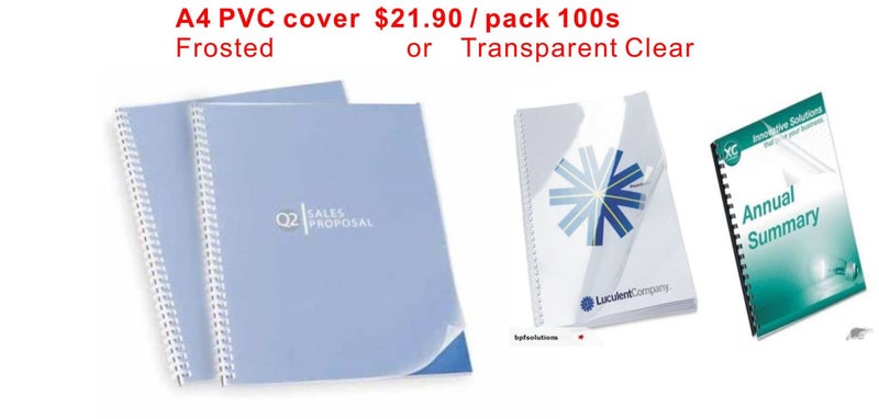 BINDING - 200micTRANSPARENT PVC Cover or Frosted PVC Cover 100s pk - A4 Carousel 1