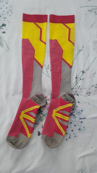 Pink & Yellow Long Compression Socks - L/XL Carousel 2