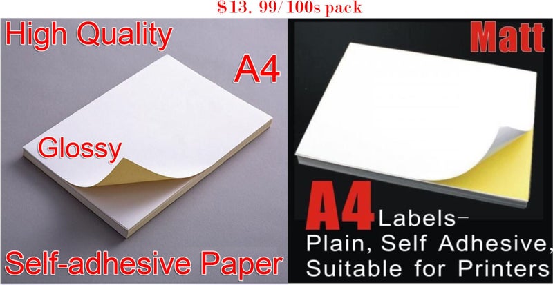 A4 sticker 100s Glossy or Matte suitable for Inkjet printer labels self adhesive Carousel 1