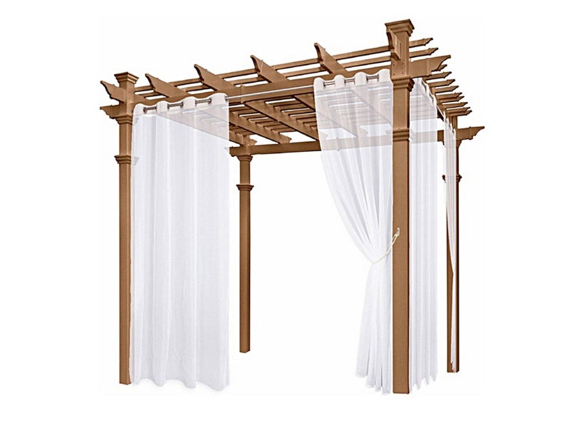 1 Pair of 132x243cm White Outdoor Sheer Curtains for Patio Water-Resistant Carousel 1