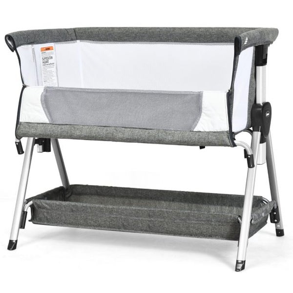 Height Adjustable Baby Crib with Wheels & Mattress Carousel 1