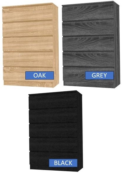 Tallboy 5 Drawer - 2 COLOUR OPTIONS - Mineral Grey or Black Carousel 1