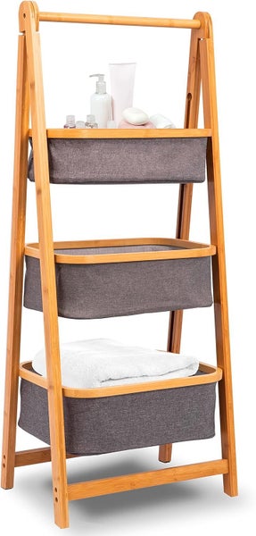 Eco-Friendly Bamboo 3-Tier Laundry Organizer Carousel 1