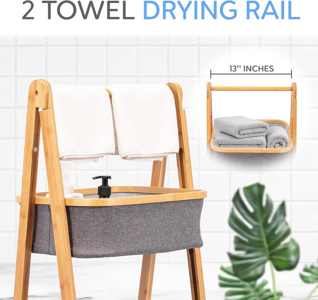Eco-Friendly Bamboo 3-Tier Laundry Organizer Carousel 2