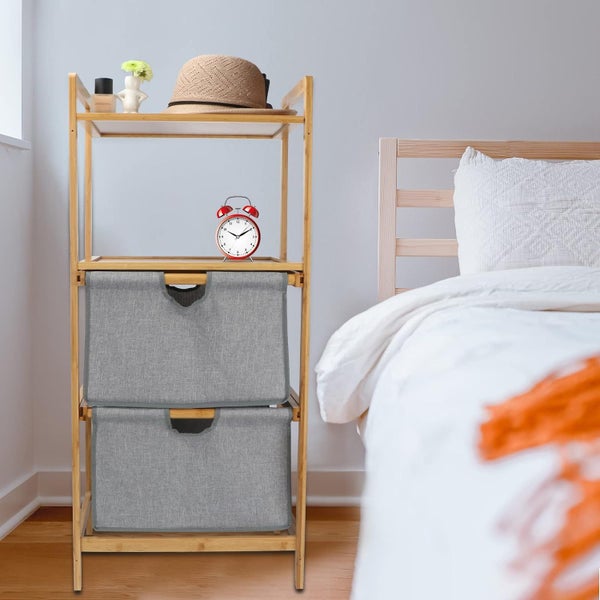 Bamboo 2-Tier Rack with 2 Drawers Carousel 2