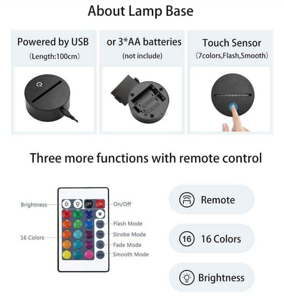 Disney Mickey 3D Night Light - Color Changing, Touch Control, Decor Carousel 3