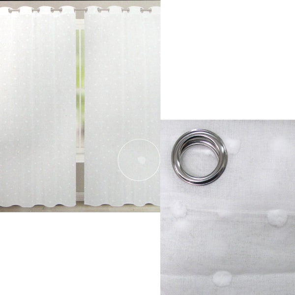 Bubble White Pair of Sheer Eyelet Curtains 140 x 223cm Carousel 1