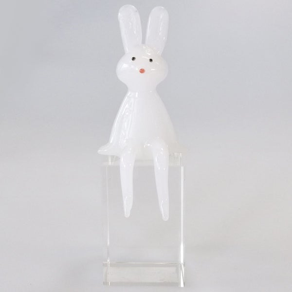 White Glass Sitting Rabbit Figurine62994464846723111