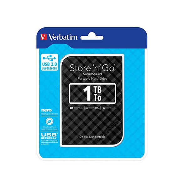 Verbatim 1Tb Usb Black Go Hdd Grid Design Carousel 1