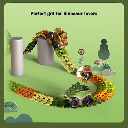 Race Car Tracks with LED Lights Race Car Dinosaur Carousel 1