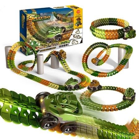 Race Car Tracks with LED Lights Race Car Dinosaur Carousel 1