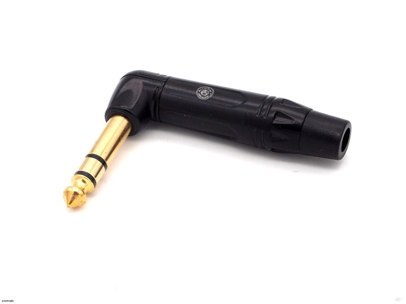 Gold Plated Metal Right Angle 6.35mm/ TRS Stereo Jack Plug QT203G (PC-42) Carousel 1