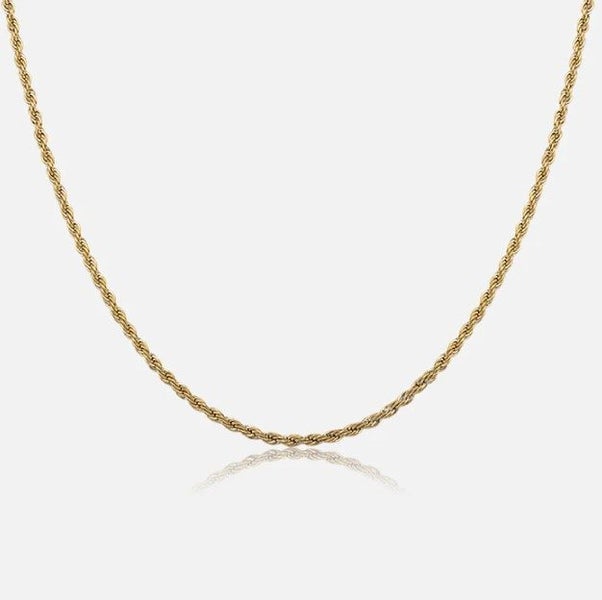 Men's 3MM Titanium Steel Solid Twisted Link Chain Necklace in 18K Gold - SALE! Carousel 1