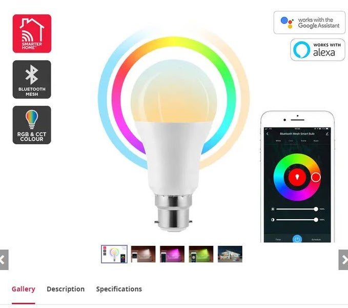 KOGAN SMARTERHOMET 10W COLOUR & WARM/COOL WHITE SMART BULB (B22) 2 Pack Carousel 1