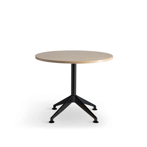 Eiffel Round Meeting Table 900mm, Black Frame, Autumn Oak Top Carousel 1